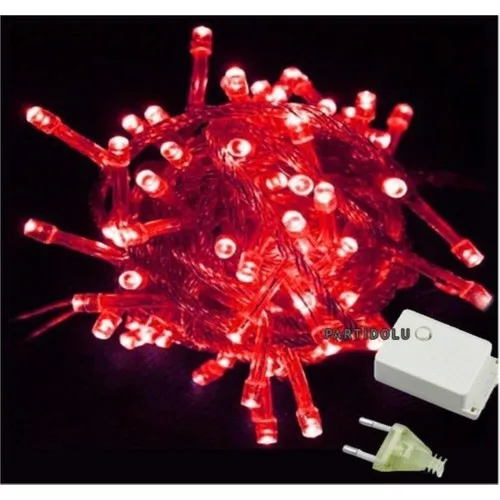 Pazariz Transparent Wired 100 Bulb LED Light Red Color 10 Metre