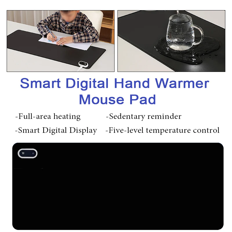 Electric Heating Writing Mouse Pad with Touch Switch Smart Digital Display Hand Warmer Mouse Pad For Office Computer Desks Study