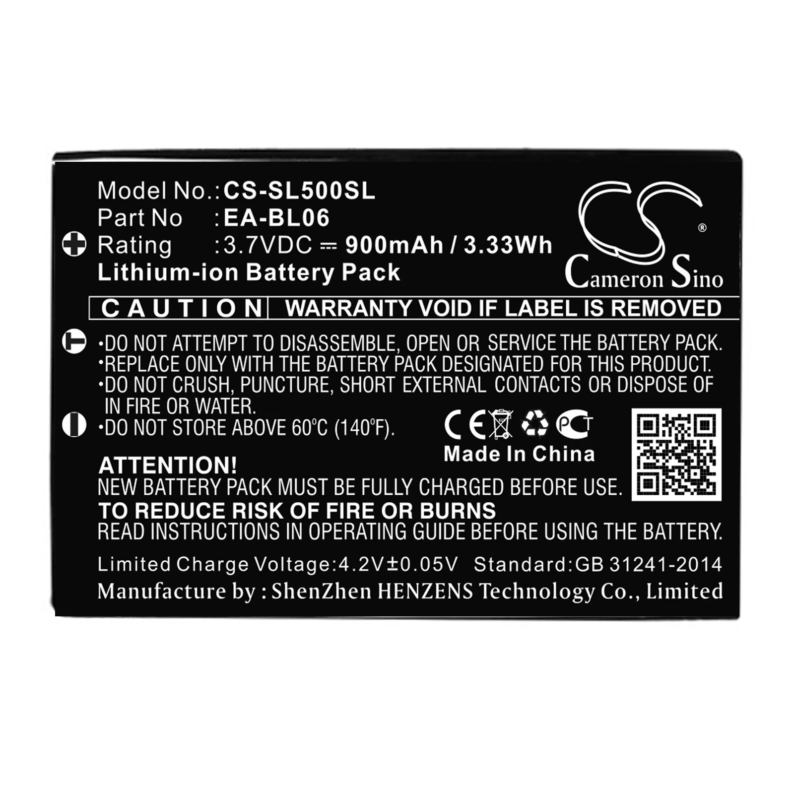 CS Replacement Battery for Sharp Zaurus SL-5000,Zaurus SL-5000D,Zaurus SL-5500,Zaurus SL-C700,Zaur PN:EA-BL06 900mAh / 3.33Wh