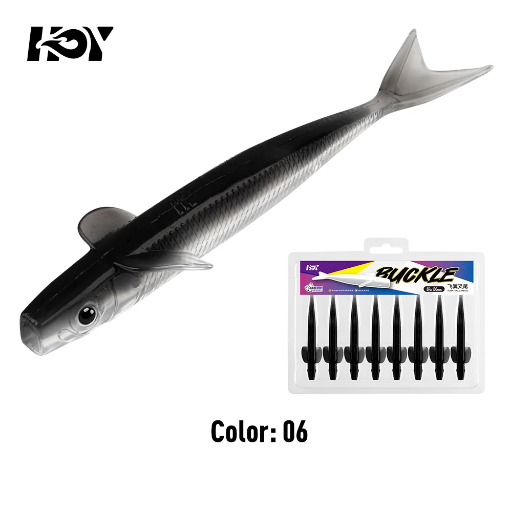 Kingdom Sinking Buckle Wings Soft Lure 100mm 4.2g Drop Shot Rig Soft Swimbait Split Tail für Bass, Forelle, Hecht, Zander, Pesca