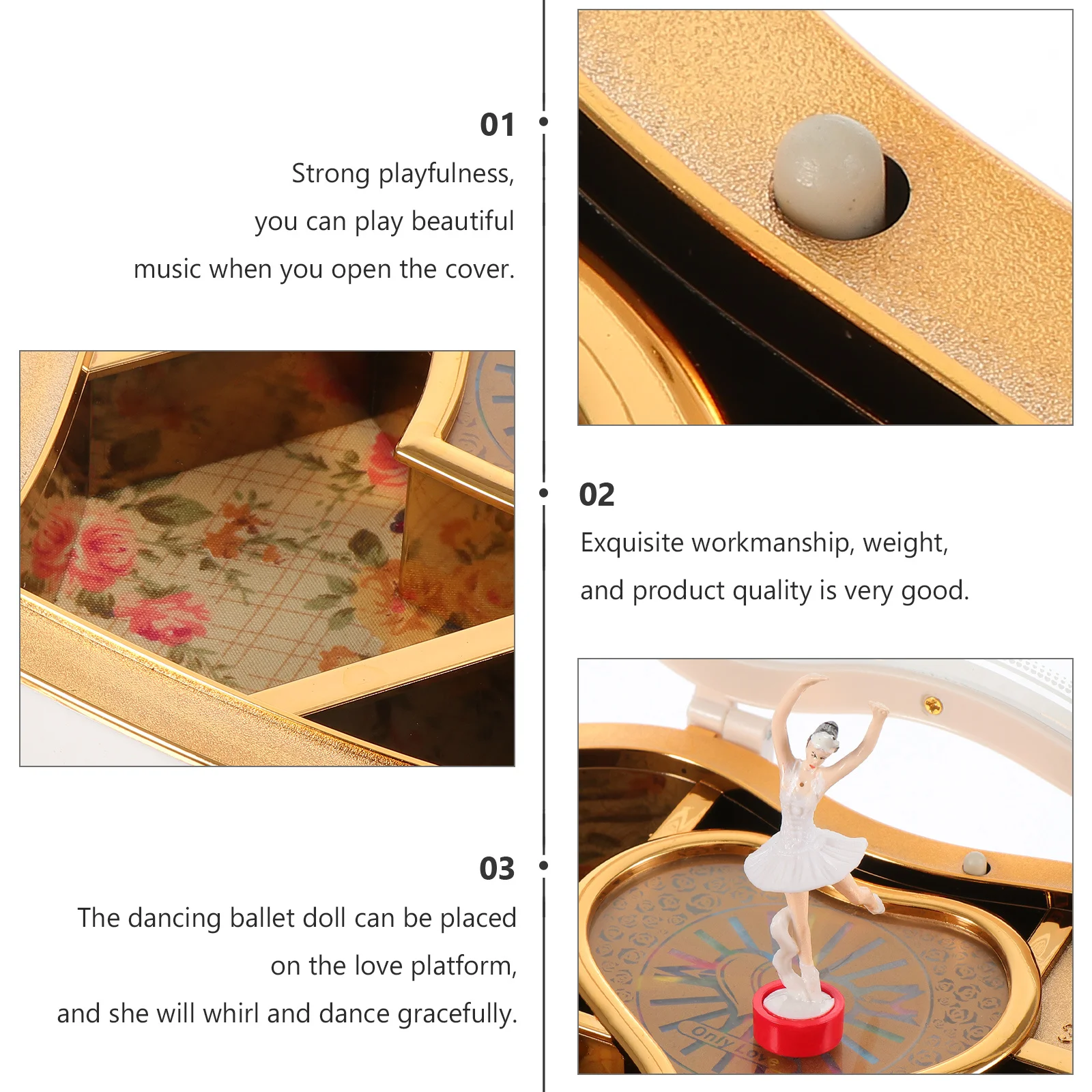 Heart Shaped Music Jewelry Dancing Ballerina Melody Box Desktop Decoration Gift For Her Jewelry Storage Organizer