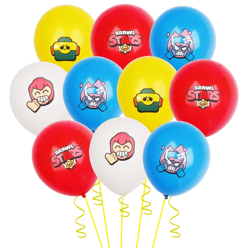 12/24/36/48pcs Hot Game Brawl Theme Birthday Decor Blue Yellow Red 12inch Latex Balloon Party Brawl Stars Baby Shower Supplies