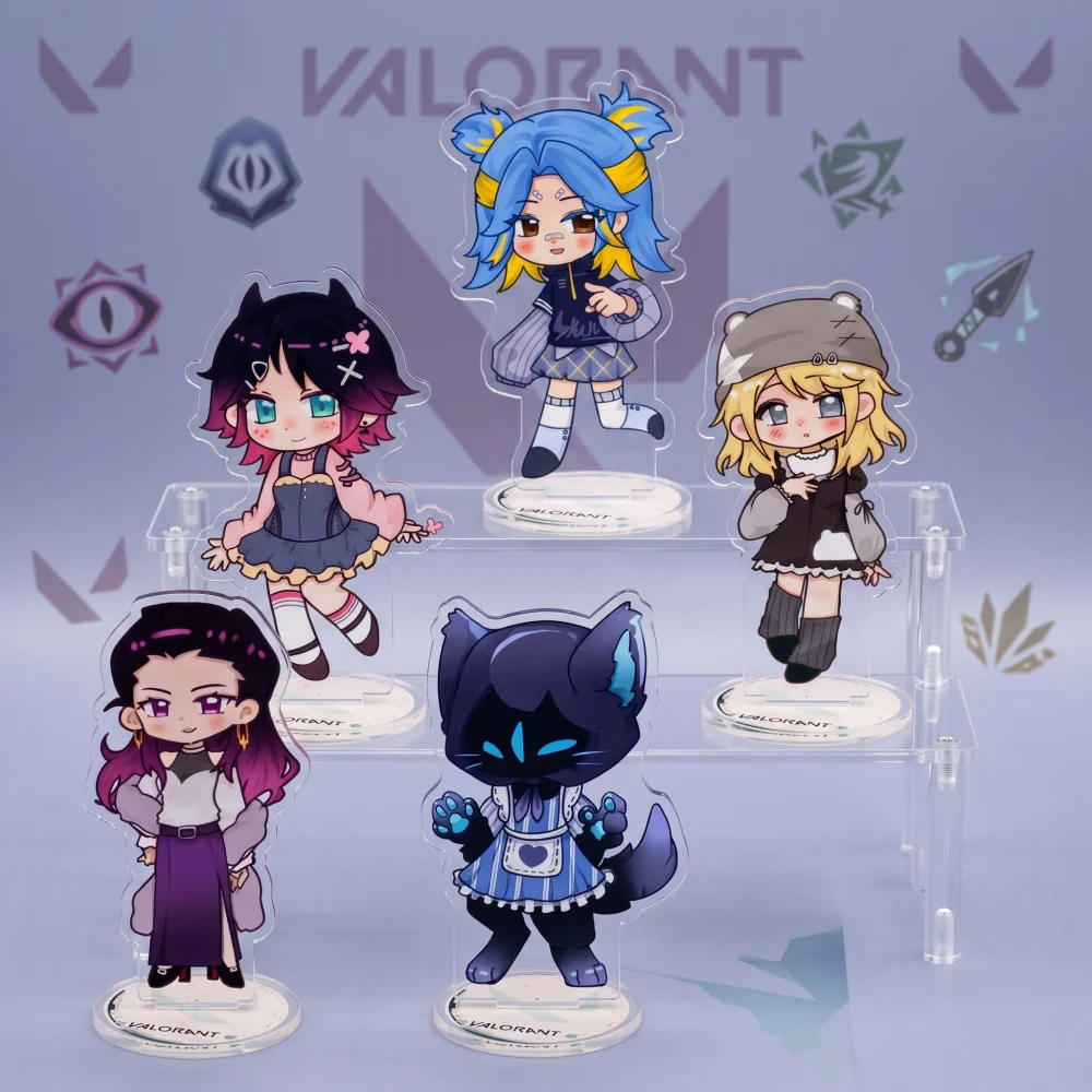 VALORANT Chibi Acrylic Stand Anime Figure Neon Jett Clove Omen Cosplay Desk Decoration Cute Kawaii Game Collection Gift Keychain