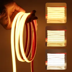 12V 24V COB LED Strip Light IP68 impermeabile 5m 10m 15m 20m 0.5m nastro flessibile 320LED/m illuminazione a rivestimento luminoso ad alta densità RA90