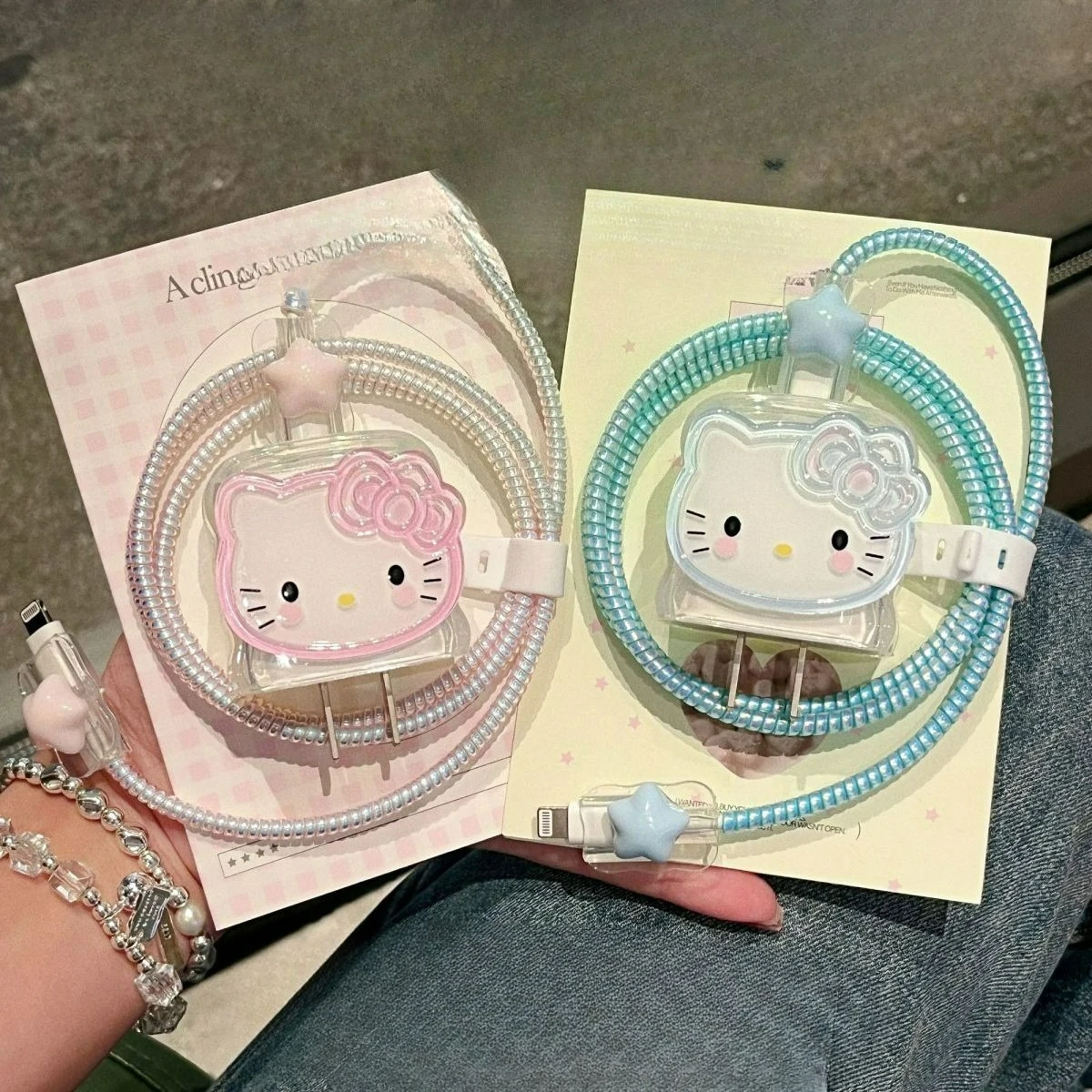 

Cute KT Cat Cover Case for iPhone 18W 20W Cable Winder Fast Charging Data Cable Silicone Protective Anti Break Accessories