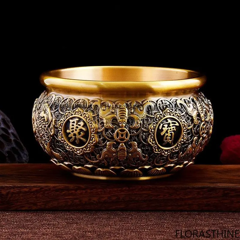 1pc Metal Solid Treasure Pot Temple Incense Burner Temple Ornaments Decoration Sacrificial Incense Burner Home Decoration