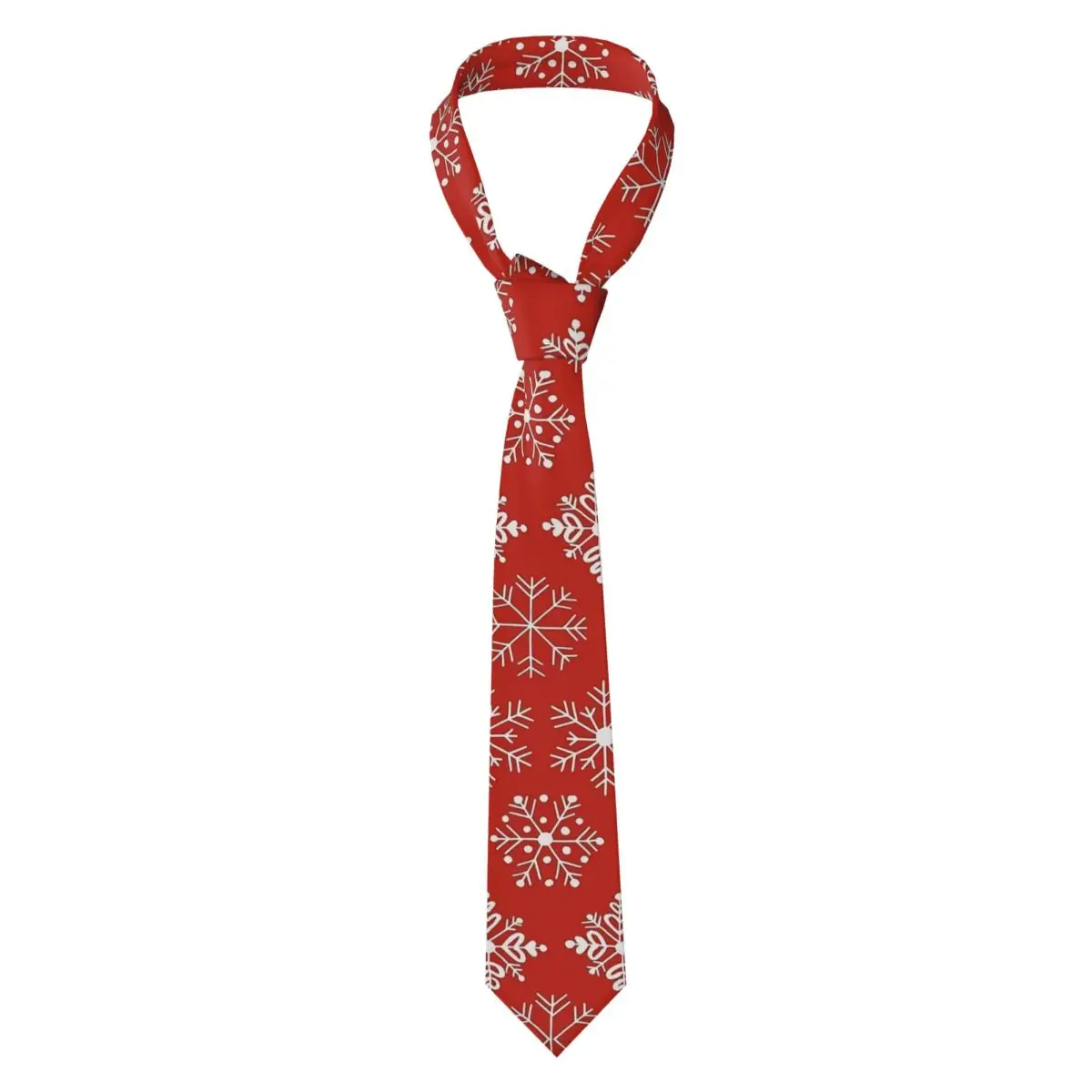 Christmas Red Snowflakes Tie Retro Trendy Neck Ties For Men Daily Wear Quality Collar Tie Printed Necktie Accessories