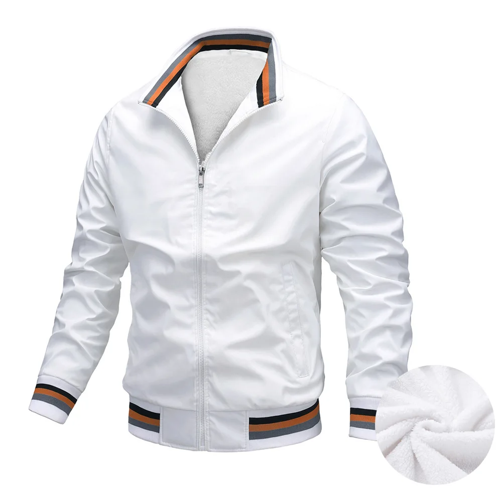 

GELITAYIN New Men's Solid Color Casual Jacket For Autumn And Winter, Fashionable And Simple, Full Zipper Fleece Warm Men's Jacke