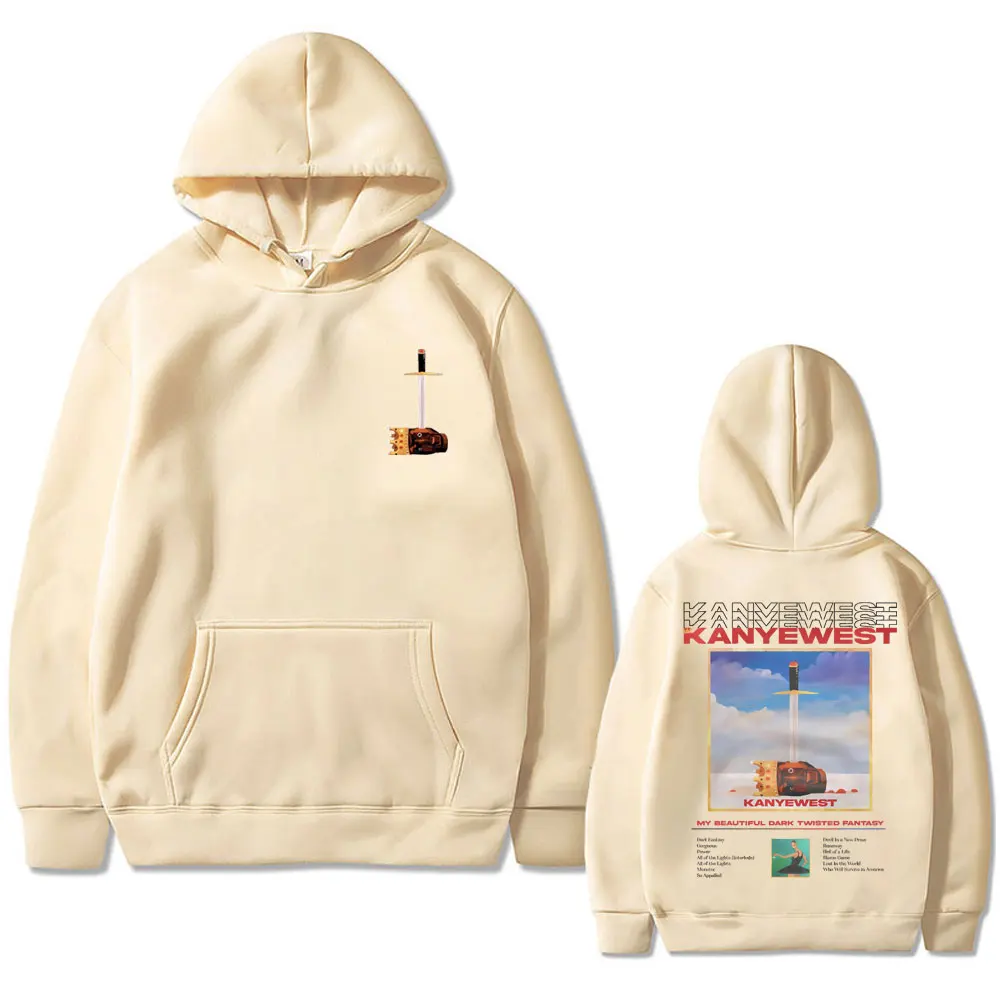 Rapper Kanye West Late My Beautiful Dark Twisted Fantasy Print Hoodie Men Fleece Cotton Sweatshirt Man Hip Hop Oversized Hoodies