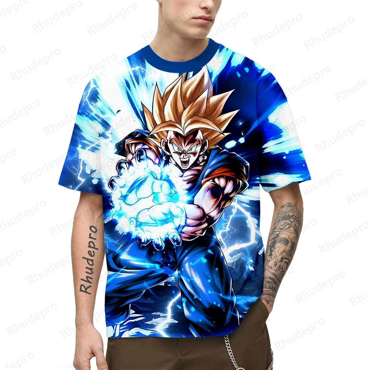 Kaus pria Anime Streetwear Anime Jepang Goku Super Saiya atasan baju anak-anak model Harajuku kemeja tren Cosplay