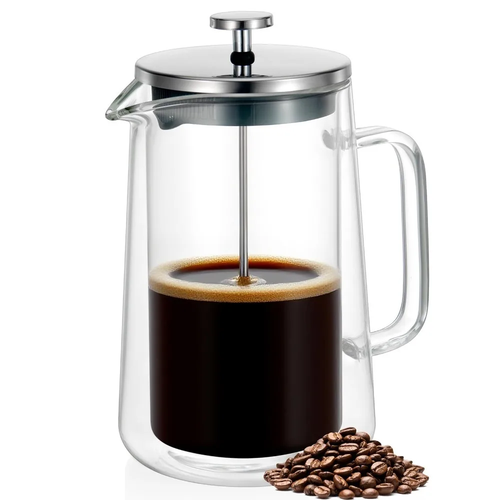 French Press Coffee Maker Glass Manual Coffee Brewer 350 650 1000ml Portable Coffee Press with Filter Home Barista Kitchen