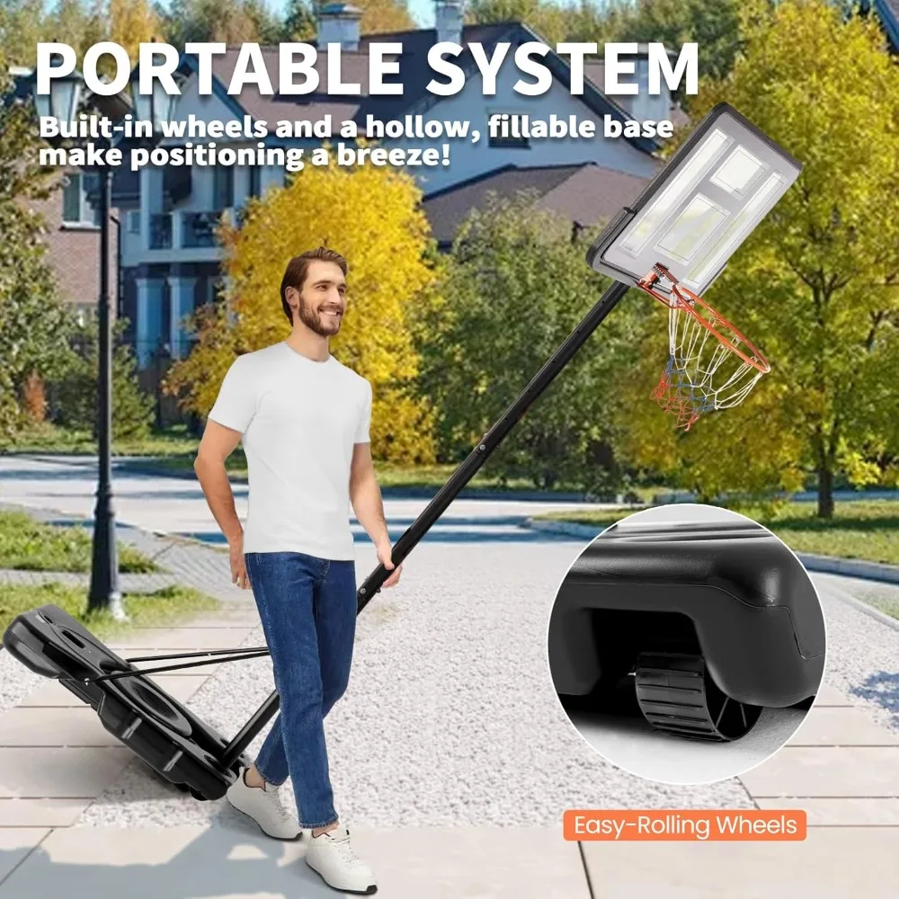 10FT Adjustable Portable Basketball Hoop Outdoor for Adults, 44 Inch Shatterproof Backboard with Shock Absorbent Rim & Wheels