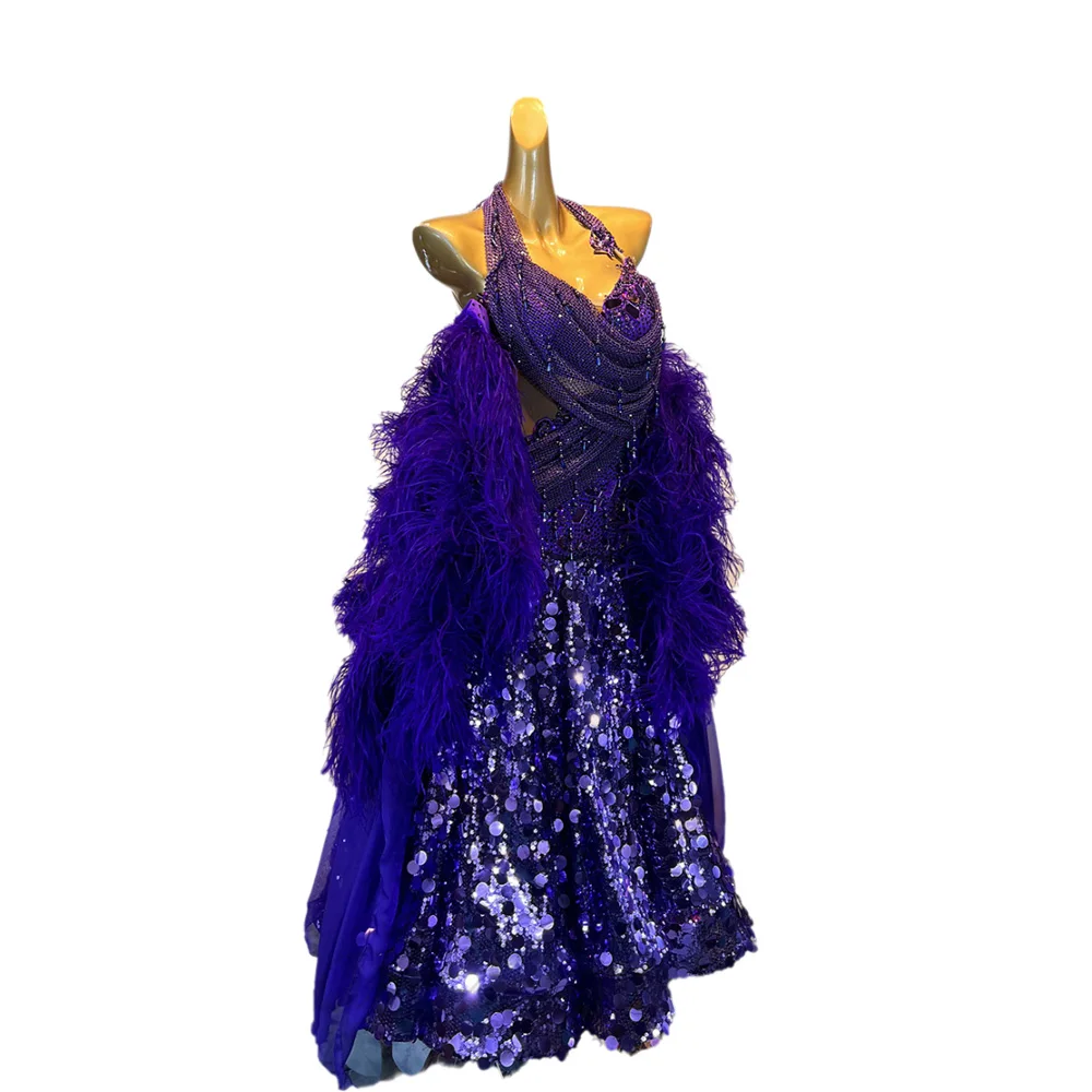 Vestido de baile latino para niños y adultos, vestido brillante de noche personalizado de alta gama con piedra AB, ropa de mujer de Tango precisa