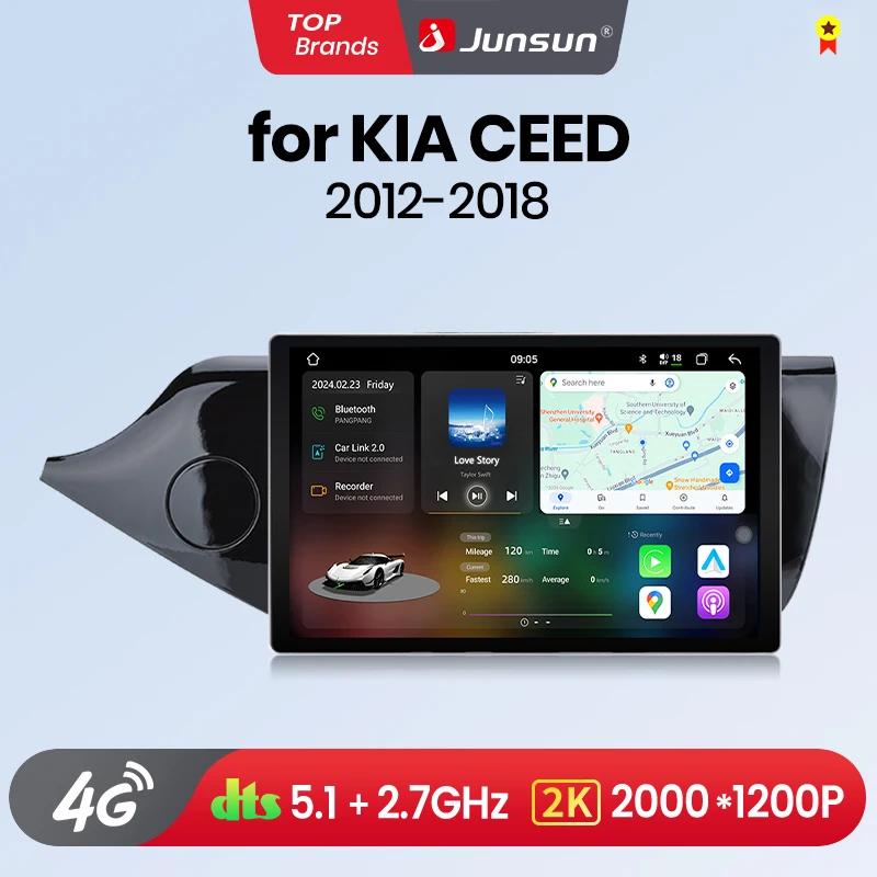 Junsun V3 Plus 2K Android 13 Bezprzewodowy CarPlay Android Auto Inteligentne Systemy Samochodowe dla KIA CEED JD Cee'd 2012-2018 Autoradio