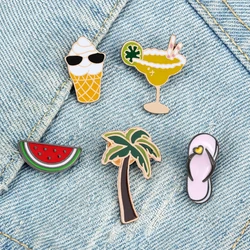 Fashion Holiday Pin Flip-flop Watermelon Coconut-tree Ice-cream Juice Lovely Brooches Backpack Lapel Hat Badges Acessories Gifts
