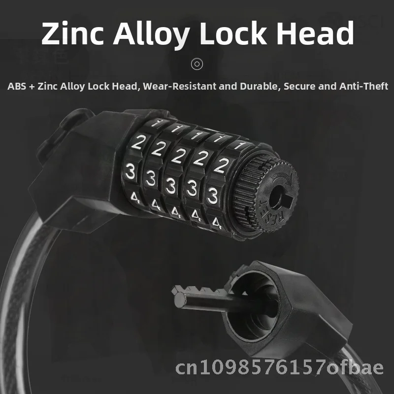 

Противоугонный замок с паролем для велосипедов, портативный пятибитный одиночный автомобильный замок с кронштейном, прочный стальной трос, удлиненный 5 м для