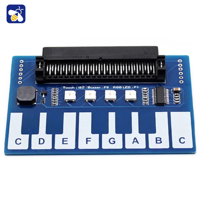 Micro:bit Expansion Board Mini Piano Music Expansion Board Cool Colourful Lights/Buzzer/Keypad I2C Interface Communication