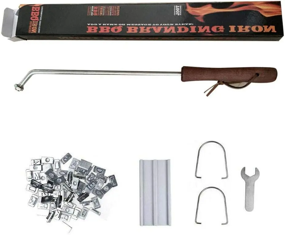 BBQ Branding Iron with Changeable Letters Perfect for Branding Steaks, Burgers, Chicken, Meat with Your Name Barbecue Steak Name