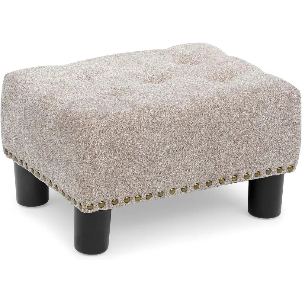 

Small oot Stool, Tuted Ottoman Stools with NailTrim & Legs, Upholstered Ottoman ootrest with Storage, Stable ootstool or Couch,