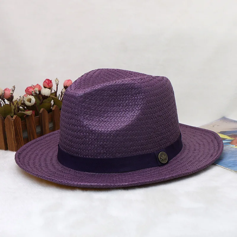 hat two toned straw hat summer Cowboy Hat Summer Straw Hat Breathable Fashion Trend Sun Shield Hat Panama Jazz Cap Wholesale