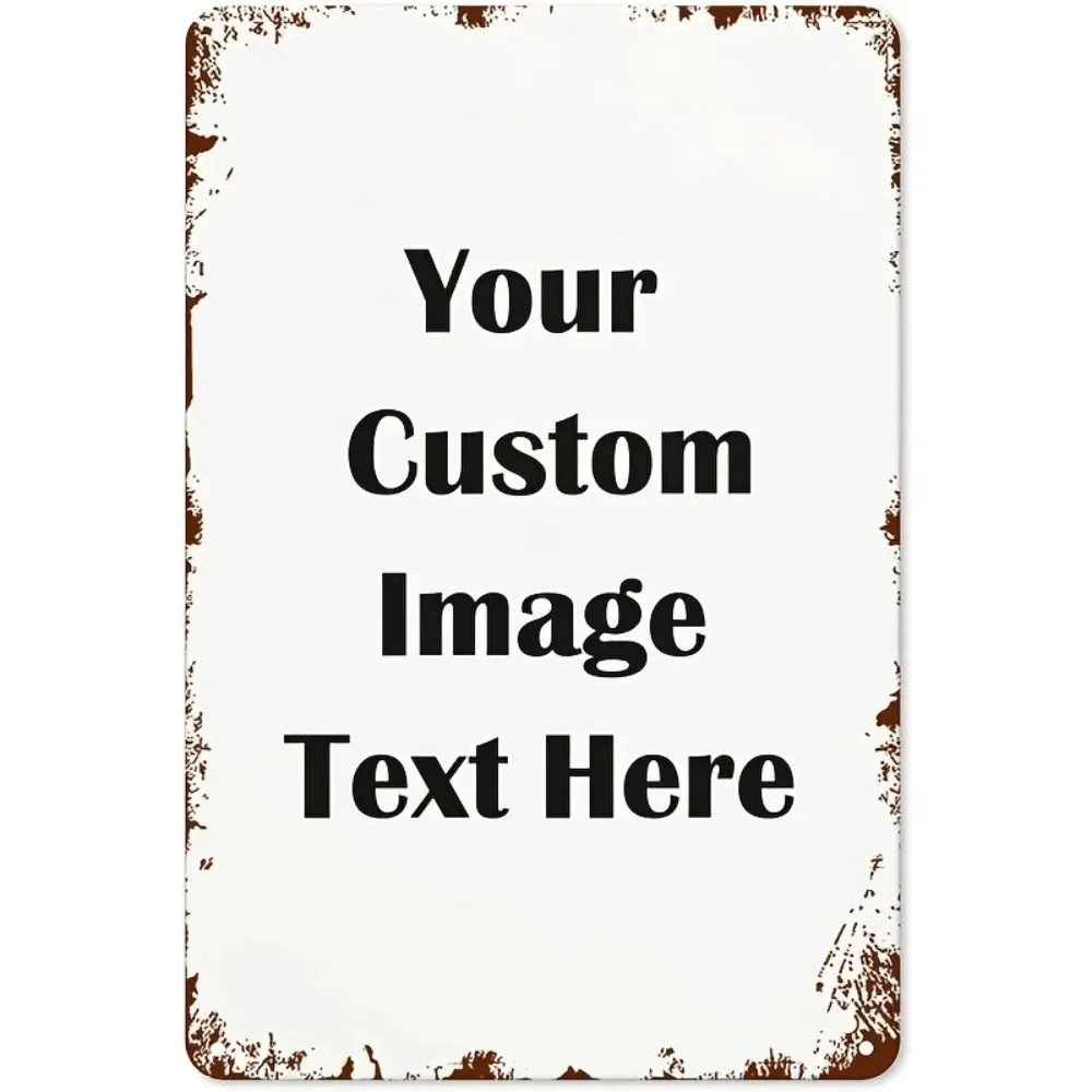 1pc 2D Flat Waterproof Custom Photo Rustic Metal Wall Plaque Pre-drilled Simple Install Indoor Outdoor Garden Bar Office Decor O