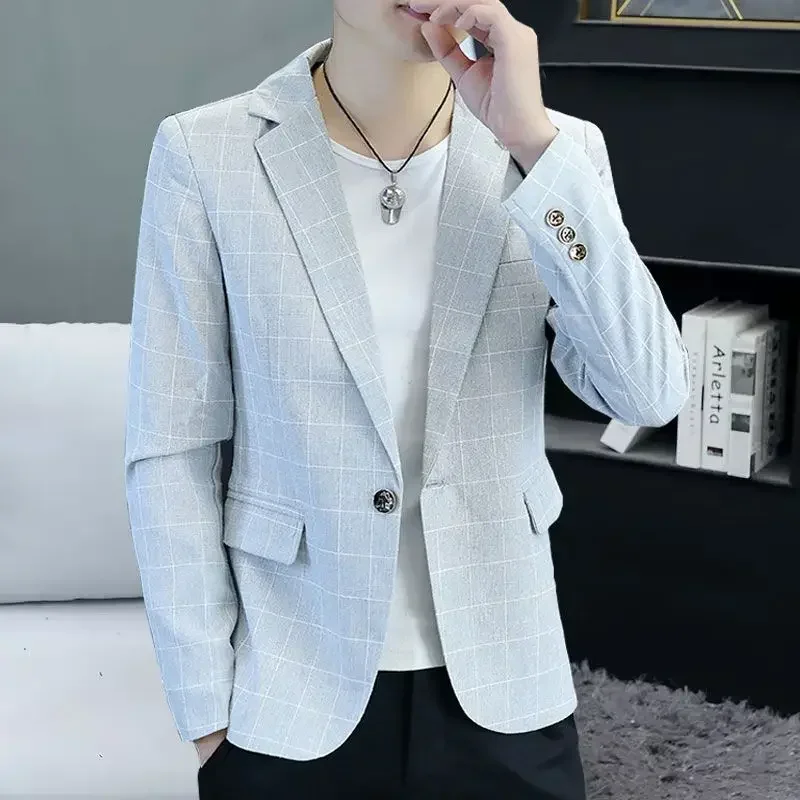 Grey Costume  Men's Suits Single Breasted Notched Lapel Formal Occasion Blazer Wedding Full Set Skinny 2 Piece Jacket Pants