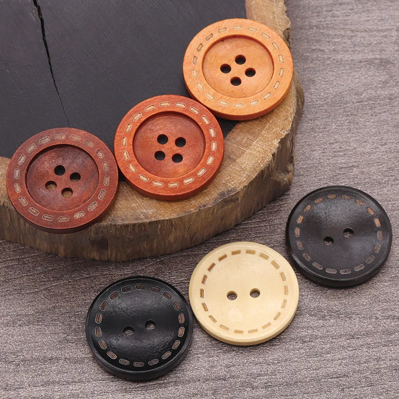 50PCS DIY Wooden Buttons Sewing Accessories Buttons For Shirt Clothing Coat Decorative Buttons Handmade Wood Crafts Kids Apparel