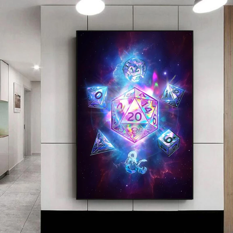Abstract Tarot Energy Rune Dice Game Poster Print Canvas Painting Wall Art Pictures for Boys Bedroom Living Room Home Decorat