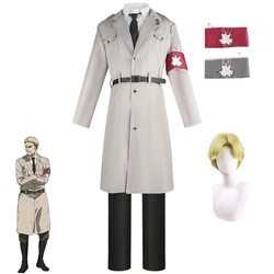 Anime Attack on Titan Season 4 Marley Military Uniform Reiner Braun Cosplay Jacket Shirt Pants Tie Belt Wig Set