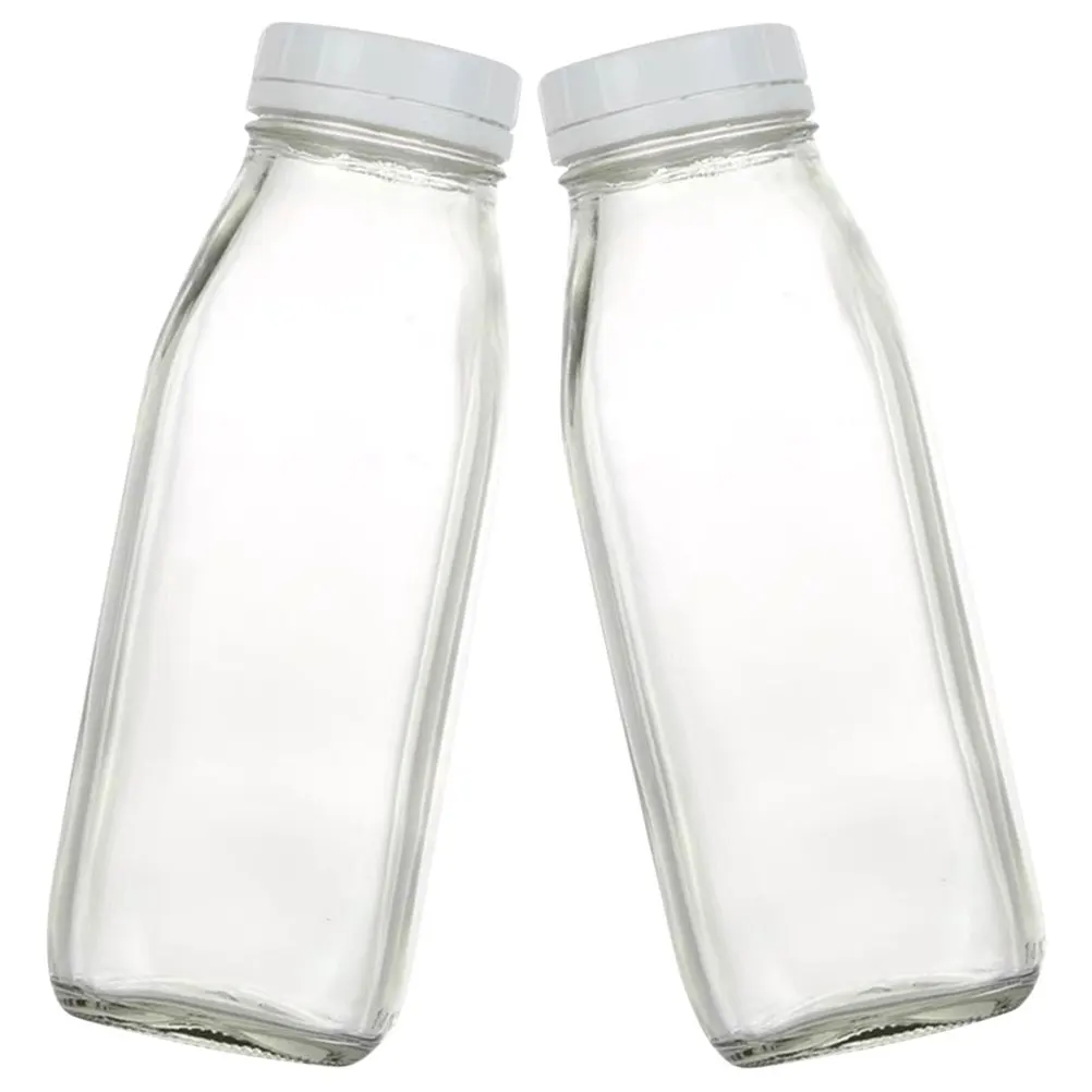 

2 шт. стеклянные бутылки для молока, прозрачные бутылки для сока для школы, колледжа, рабочего места, крышки для бутылок с водой, бутылка для смузи