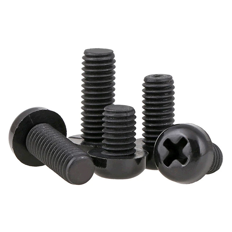 50pcs M2 M2.5 M3 M4 Black White Nylon Plastic Phillips Pan Head Cross Round Machine Screw Bolt length 4-30mm