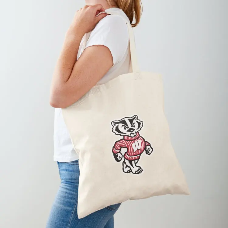 

University of Wisconsin Bucky Red Badger Logo Tote Bag hand bag ladies ecological bags custom canvas bag sac pour femme