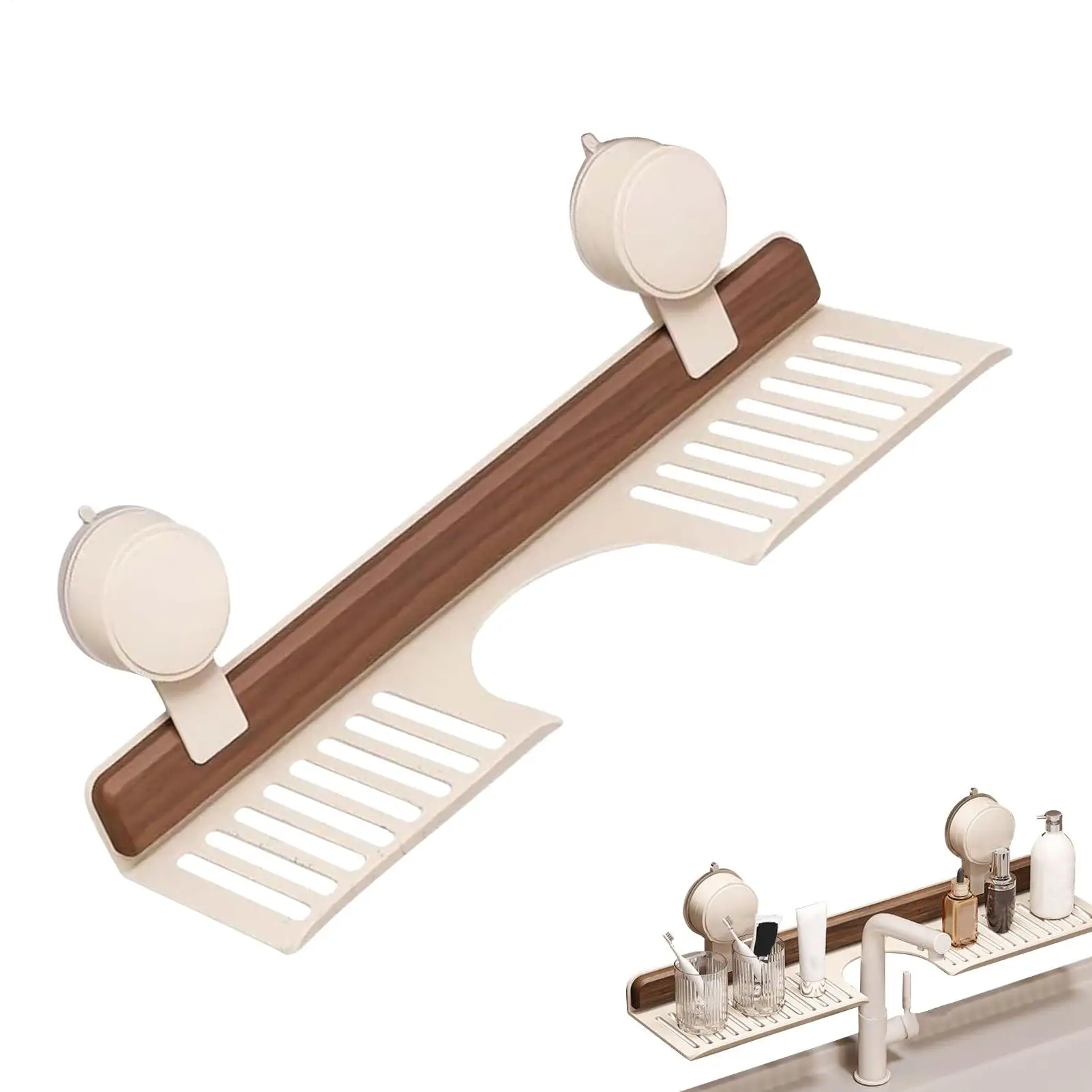 

Настенный органайзер для ванной комнаты, орех на присоске, полка для ванной комнаты, стеллаж для хранения крана, держатель для мыла, организация хранения для домашней кухни