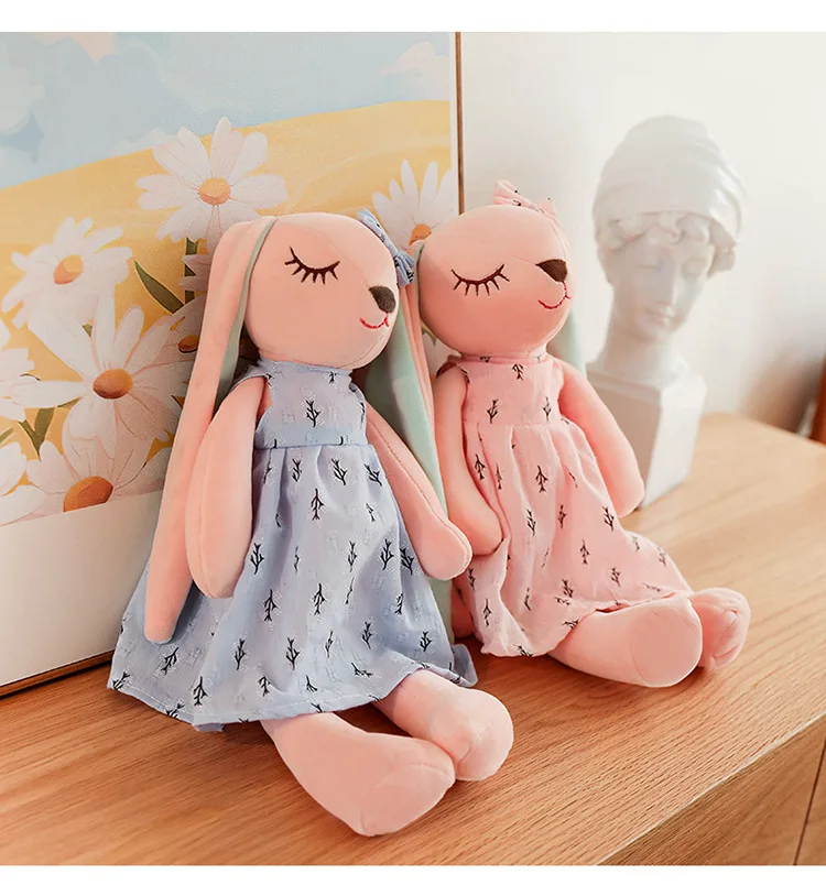 35 cm große Oster-Babyhasenfigur, rosa und blau, An'an Rabbit, beruhigende Geschenkpuppe für Kinder, Plüschtier mit superweichem Fell. – Detail 25