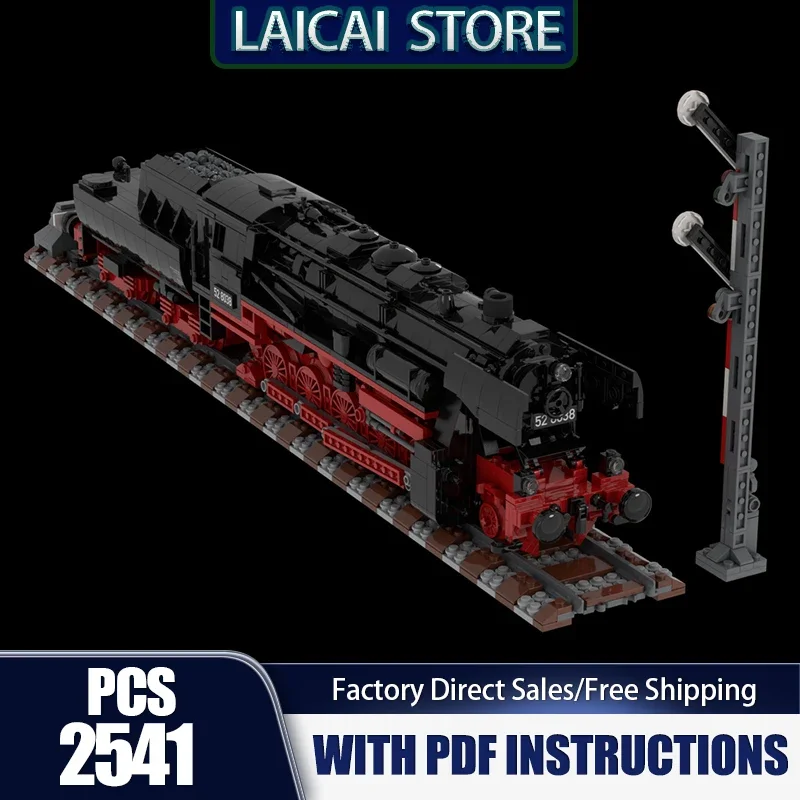 

Модель железнодорожного поезда Moc, строительные кирпичи, 52,80, модель паровоза, технология, модульные блоки, подарки, игрушки, наборы «сделай сам», сборка