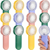 4/12-Piece Mini Handheld Personal Fan - Portable Neck/Wristband Fan, 1 Speed ​​Adjustment, Cute Lightweight Design