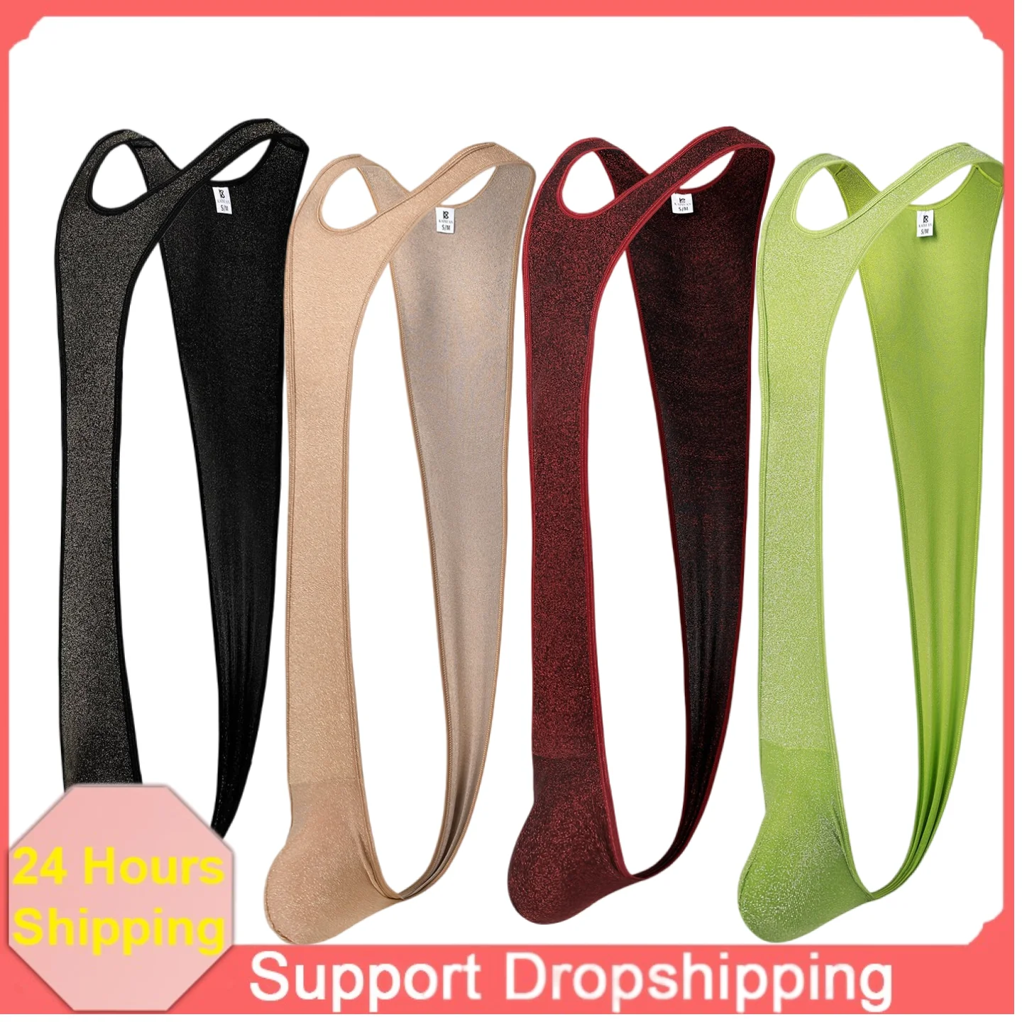 Summer Men One‑Piece Tank Bodysuit Ice Silk Hanging Design Super Elastic Breathable Solid Mesh Sexy Lingerie Male Underwear
