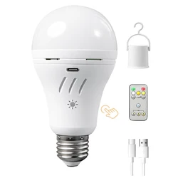 E27 220V rechargeable bulb 3000K/4000K/6500K/3colour dimming,Remote control timing,Home emergency light bulb,Use for table lamp