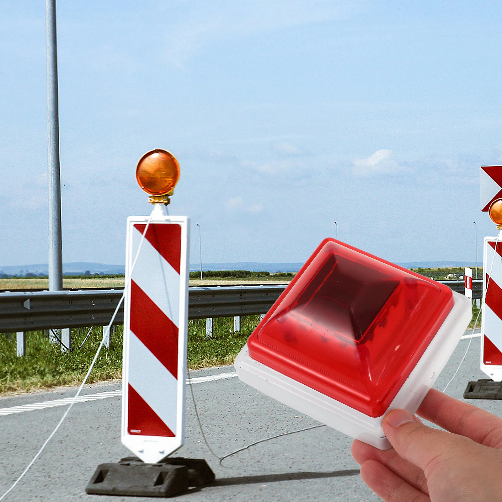 

Warning Light Yellow LED Fence Cap Strobe Solar Powered Traffic Safety Guardrail Barrier Outdoor Post Lights Professional Lamps