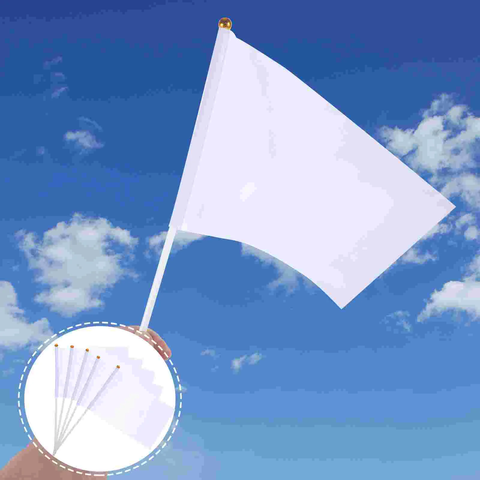 20 Pcs Plain Desk Flag Sign White Wheel Small US Flags on Sticks Commanding Referee Waving Football