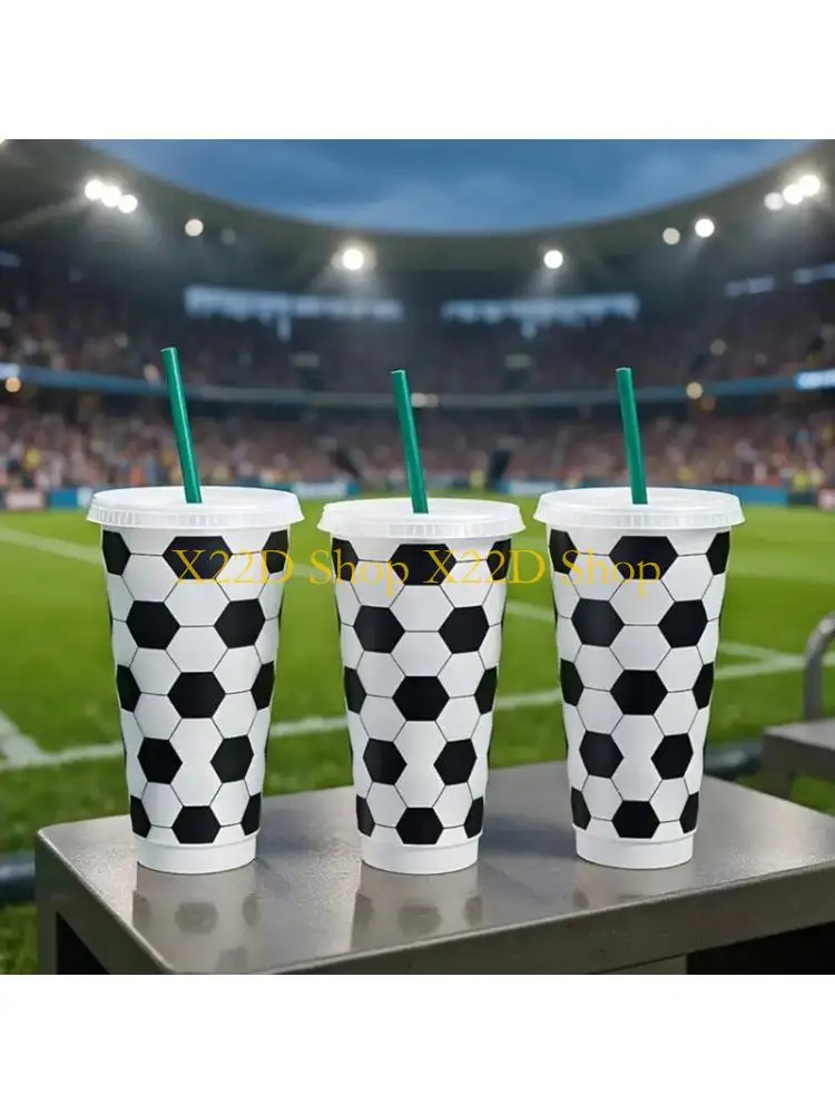 X22D 10Pcs/Lot Football Decorated Drinking Ware Plastic Glasses For Home Offices