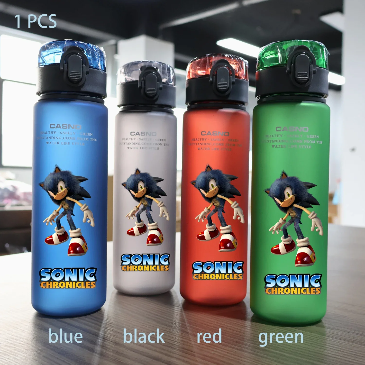 Sonic The Hedgehog 560ML Kids Water Cup Large Capacity Portable Plastic Cartoon Adult Outdoor Cycling Sport Drinking Bottle Gift