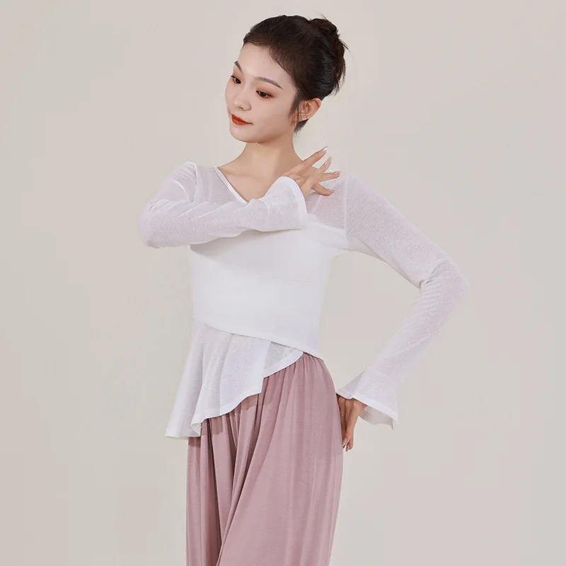 Одежда для танцев. Новые осенние и зимние топы с длинными рукавами для взрослых. Одежда для современных танцев. Классическая повседневная тренировочная танцевальная одежда.