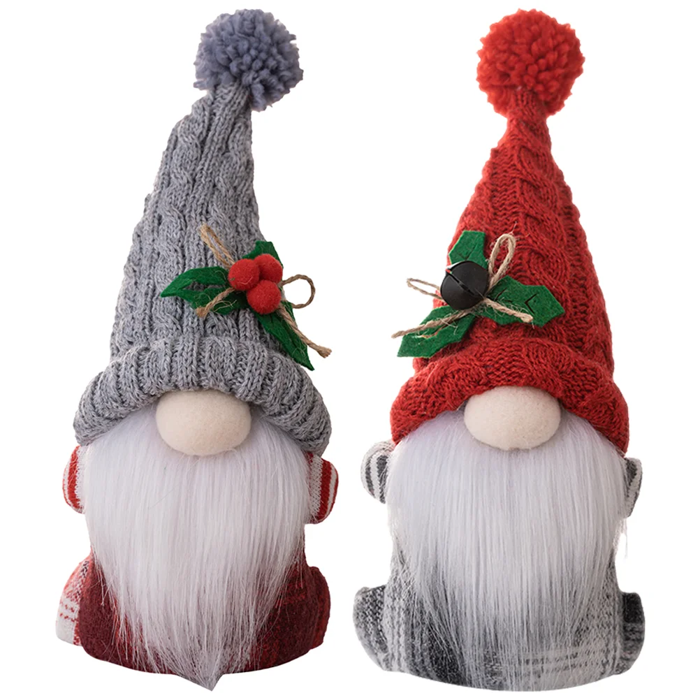 2 Pcs Christmas Decoration Rudolph Faceless Curtain Buckle (red + Gray 1 Each) 2pcs Tie Tiebacks Knitting Ties