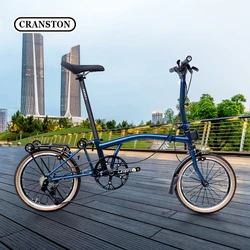 Retro Lady City Folding Bike16 Inch External 7 Speed Carston Dual C-Brake Portable CRMO Tri Fold Frame 53T Crankset 349 Wheel