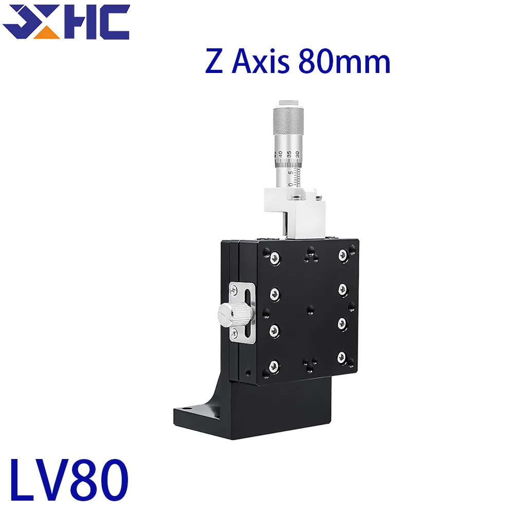 

Z Axis 80*80mm LV80 Sliding Table Manual Displacement Vertical-lift Fine Tuning Platform Cross Roller Guide Linear Stage