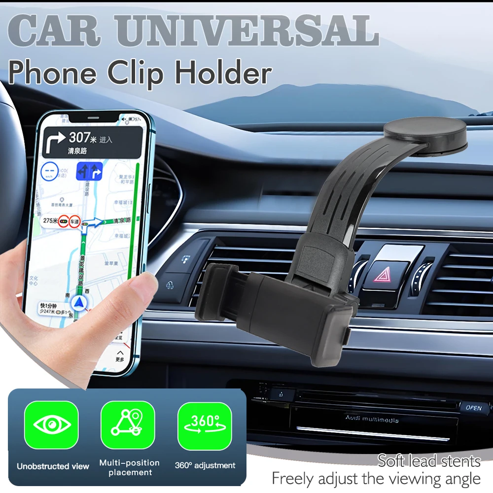 Suction-cup, Flexible Car Mobile Phone Holder with 360-degree Rotation – Dashboard/Windscreen Navigation Holder