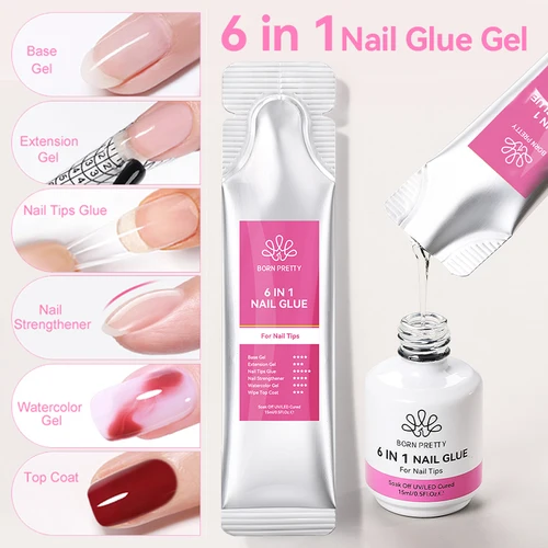 BORN PRETTY 15g 6 en 1 extensión de esmalte de uñas en Gel UV paquete recargado Gel de uñas de construcción Base de goma Gel de Arte de uñas semipermanente