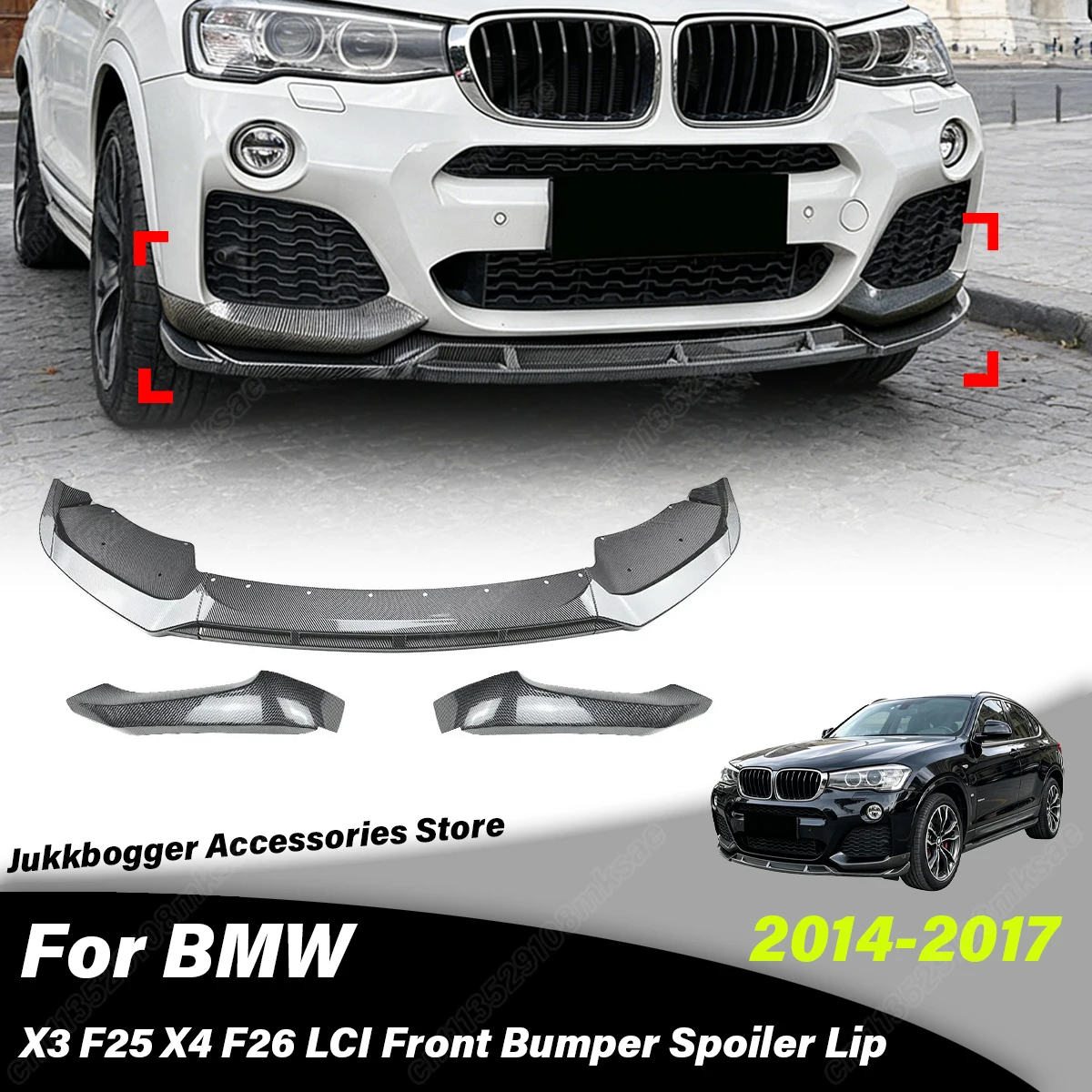 

For BMW X3 F25 X4 F26 LCI M Sport 2014 2015 2016 2017 Automobile Front Bumper Spoiler Lip Splitter Decoration Accessories Kit