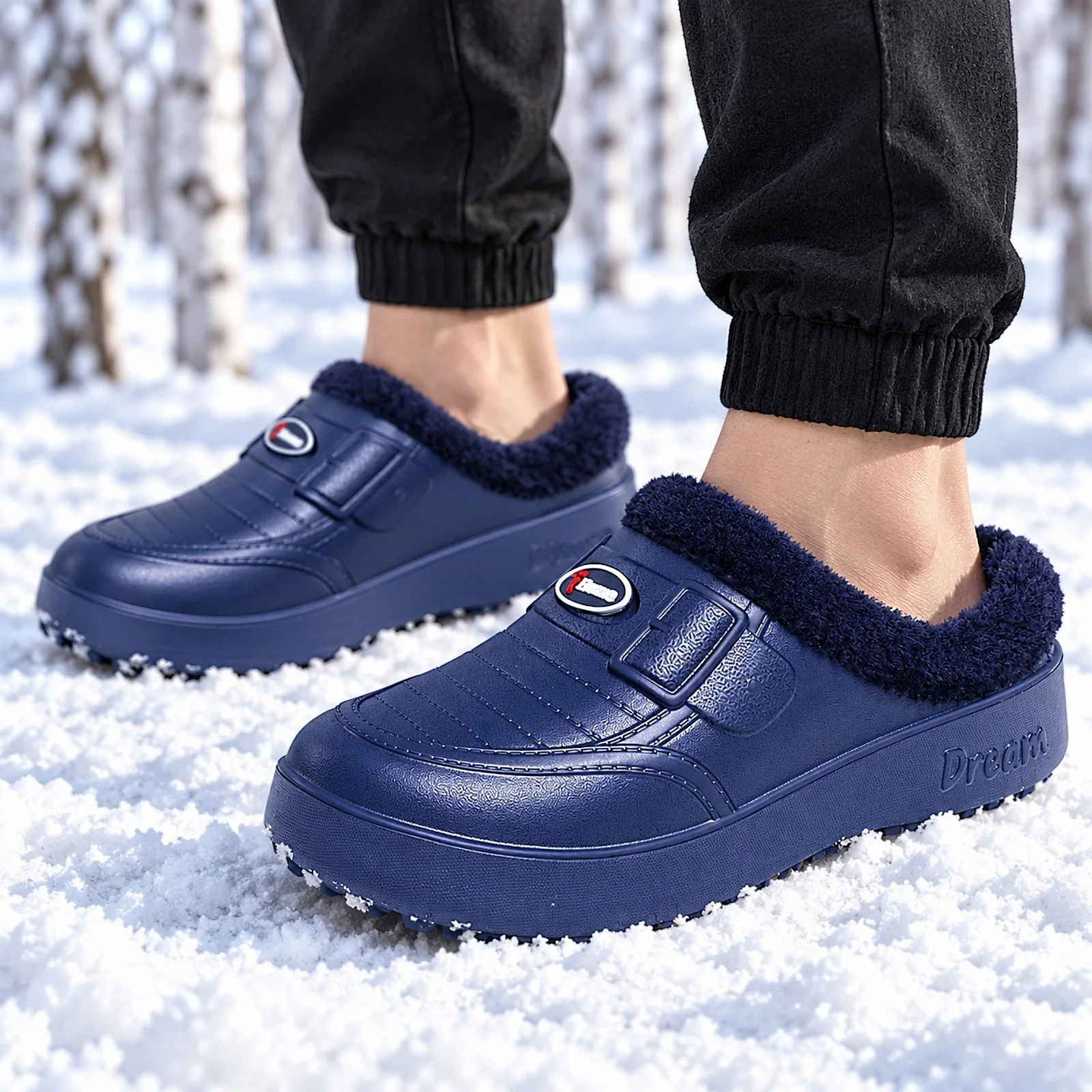 Baumwollschuhe für Herren, Winter, neues Modell mit Plüschfutter und dicker, warmer Baumwollsohle, dicke Sohle, leicht und bequem. – Detail 6